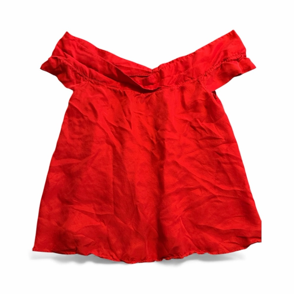 Paper Crown Vibrant Red Off-Shoulder Blouse